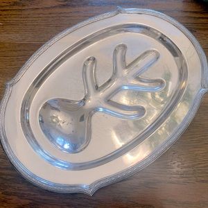 Vintage Large Footed Silver Meat Platter